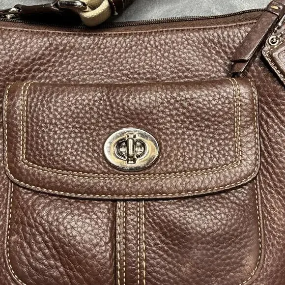 Coach Hamilton Brown Pebbled Leather Swingpack Crossbody Shoulder Bag Handbag - Picture 3 of 15